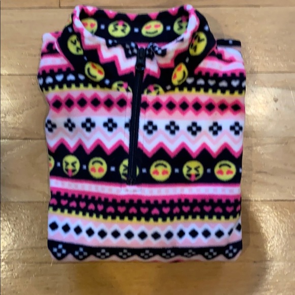 Girls Emoji Fleece sweatshirt with Hat - Picture 2 of 4